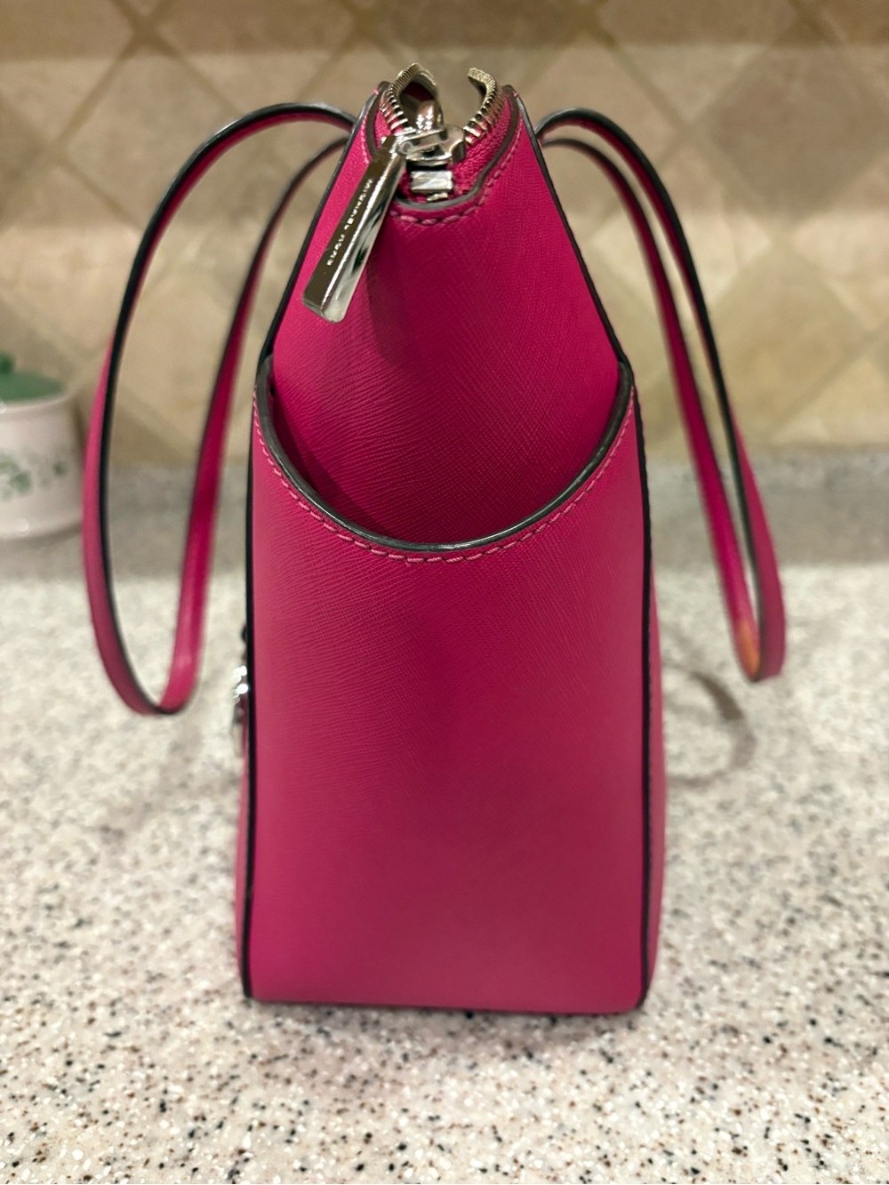 Michael Kors Marilyn Medium Saffiano Leather Tote in a vibrant pink With Wallet - Picture 7 of 13